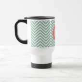 Mint en koraal Chevrons Aangepast monogram Reisbeker (Links)