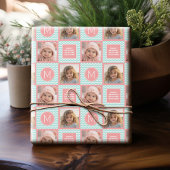 Mint en koraal Chevrons met aangepast monogram Cadeaupapier