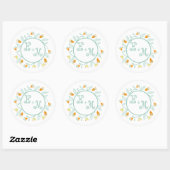 Mint en koraal - Floral Wedding Seal Ronde Sticker (Vel)