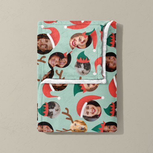 Mint en koraal Gekke Christmas Crew Zes foto's Fleece Deken