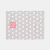 Mint en koraal Honeycomb Pattern Monogrammed Fleece Deken (Voorkant (Horizontaal))