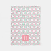 Mint en koraal Honeycomb Pattern Monogrammed Fleece Deken (Voorkant)