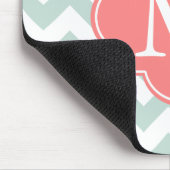 Mint en koraal Modern Chevron Custom Monogram Muismat (Hoek)