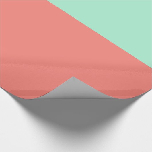 Mint en koraalkleurblok cadeaupapier (Hoek)