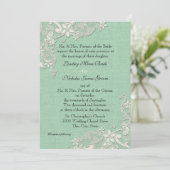 Mint en Lacey Ivory Bloemen Kaart (Staand voorkant)