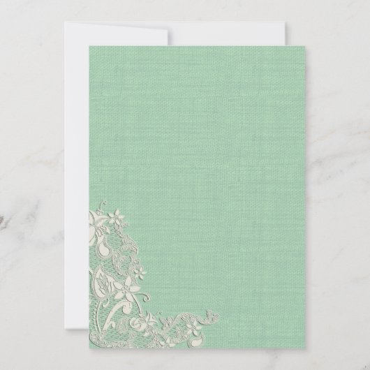 Mint en Lacey Ivory Bloemen Kaart (Achterkant)
