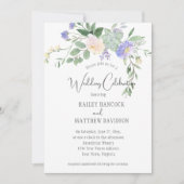 Mint en lavender Florals en Succulents Wedding Kaart (Voorkant)