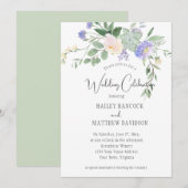 Mint en lavender Florals en Succulents Wedding Kaart (Voorkant / Achterkant)