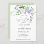 Mint en lavender Florals en Succulents Wedding Kaart<br><div class="desc">Kreemachtige witte bloemen met paarse accenten, nertgroene succulenten, eucalyptus en groenery combineren allemaal voor een mooie uitnodiging voor een lente- of zomerbruiloft. Neem contact met me op via mijn winkel voor overeenkomende producten. *** NOTA *** Als u hulp met deze uitnodiging of voor douaneverzoeken nodig hebt u mijn hulp met...</div>