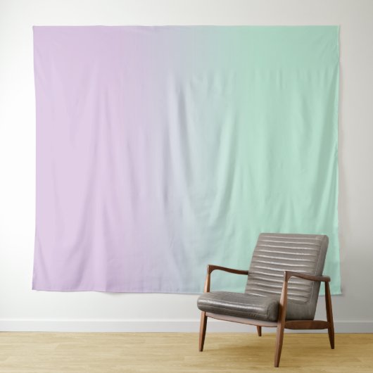 Mint en Lila gradiënt Ombre Foto achtergrond Wandkleed (In Situ (horizontaal))