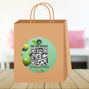 Mint en Limoen Modern Business Instagram Qr-code Ronde Sticker