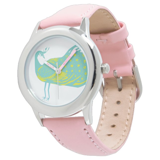 Mint en Limoen Peacock Watch Horloge (Gekanteld)