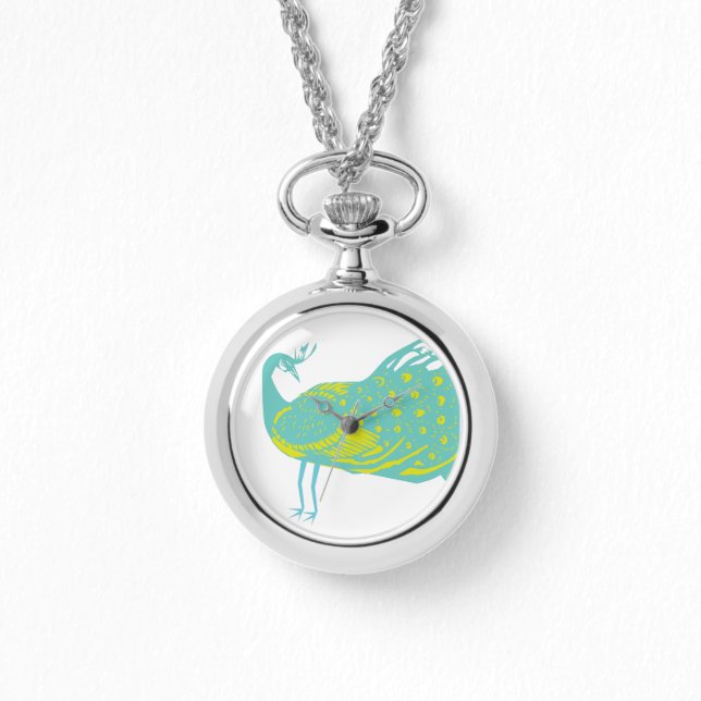 Mint en Limoen Peacock Watch Horloge (Voorkant)