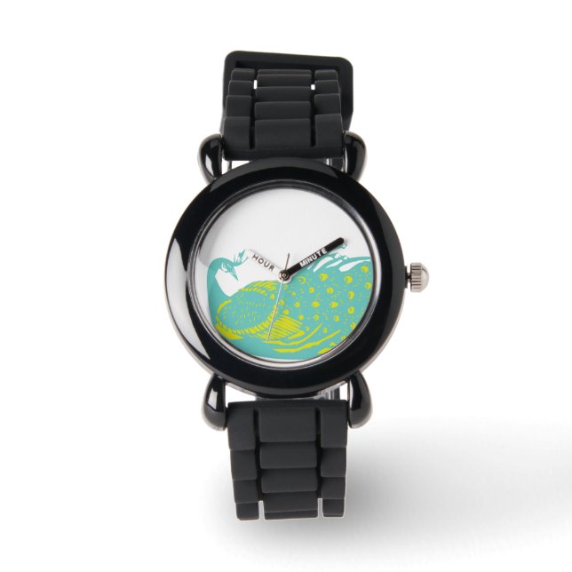 Mint en Limoen Peacock Watch Horloge (Voorkant)