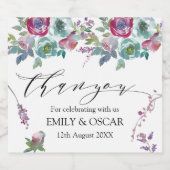 Mint en Mauve floral waterverf bruiloft Sparkling Wijnetiket (Enkel label)