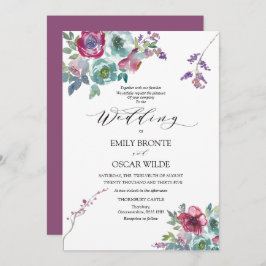 Mint en Mauve Floral Wedding Invitation Kaart