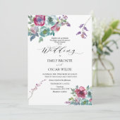 Mint en Mauve Floral Wedding Invitation Kaart (Staand voorkant)