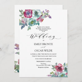 Mint en Mauve Floral Wedding Kaart
