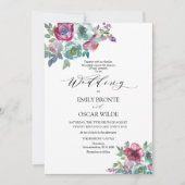 Mint en Mauve Floral Wedding Kaart (Voorkant)