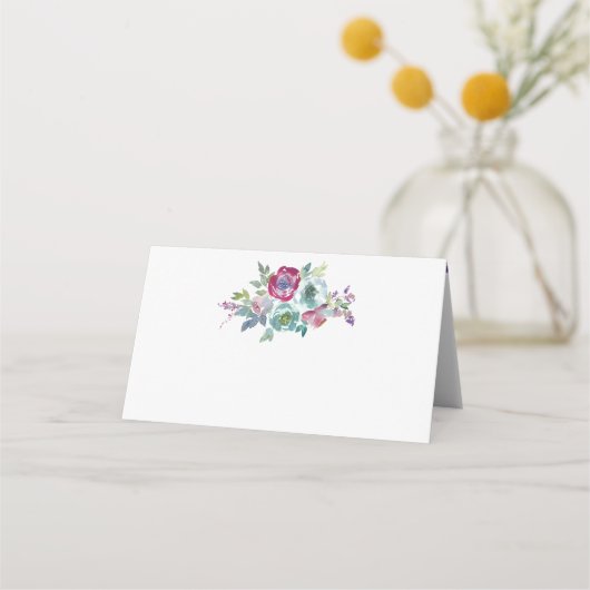 Mint en Mauve florale waterverf Plaatskaartje (Voorkant)