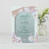 Mint en Mauve Modern Wedding Waterverf Kaart (Staand voorkant)