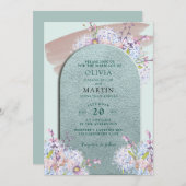 Mint en Mauve Modern Wedding Waterverf Kaart (Voorkant / Achterkant)