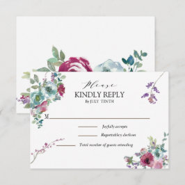 Mint en Mauve waterverf floral RSVP-kaart RSVP Kaartje