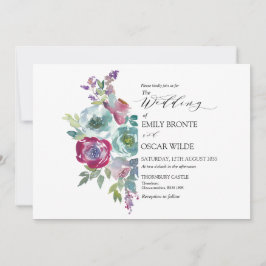 Mint en Mauve Waterverf Floral Wedding Kaart