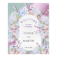 Mint en Mauve Wedding Waterverf Floral Poster