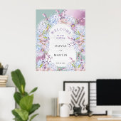 Mint en Mauve Wedding Waterverf Floral Poster (Thuiskantoor)