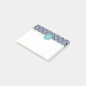 Mint en Navy Diamond Chevron Monogram Post-it® Notes (Schuin)