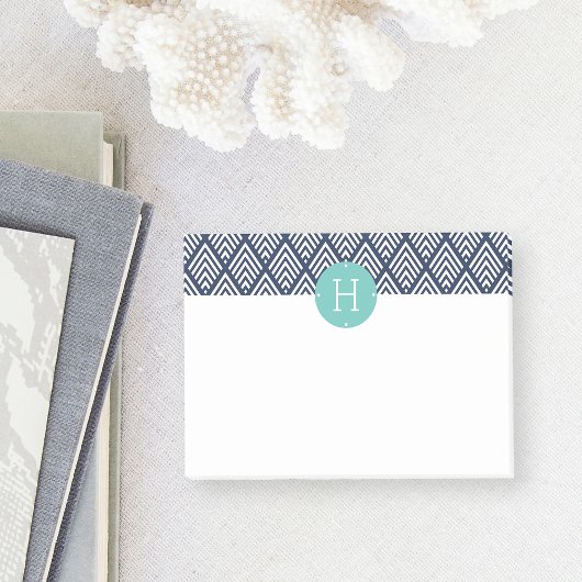 Mint en Navy Diamond Chevron Monogram Post-it® Notes