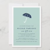 Mint en Navy Umbrella Baby shower Invitation Kaart (Voorkant)