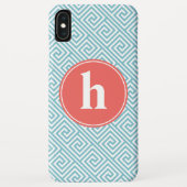 Mint en Oranje Grieks sleutelmonogram Case-Mate iPhone Case (Achterkant)