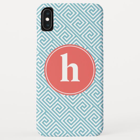 Mint en Oranje Grieks sleutelmonogram Case-Mate iPhone Case (Achterkant)