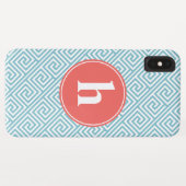Mint en Oranje Grieks sleutelmonogram Case-Mate iPhone Case (Achterkant (horizontaal))