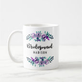 Mint en Paarse Floral Wreath Weddenschap Bridesmai Koffiemok (Links)