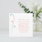 Mint en Peach Faded Vlourish Wedding Invitation Kaart (Staand voorkant)