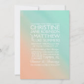 Mint en Peach Ombre Wedding Invitation Kaart (Voorkant)