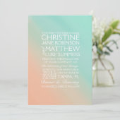 Mint en Peach Ombre Wedding Invitation Kaart (Staand voorkant)