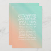 Mint en Peach Ombre Wedding Invitation Kaart (Voorkant / Achterkant)