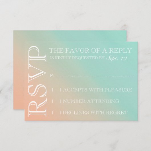 Mint en Peach Ombre Wedding Invitation rsvp (Voorkant / Achterkant)
