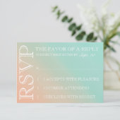 Mint en Peach Ombre Wedding Invitation rsvp Kaartje (Staand voorkant)