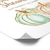 Mint en Peach Pomkin Gender onthullen Welkomstbord Poster (Hoek)