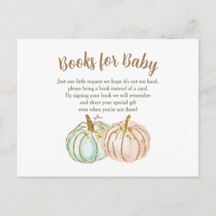 Mint en Peach Pumpkin-Baby Boeken invoegen kaart