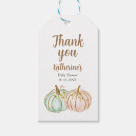 Mint en Peach Pumpkin Dank u Label. CadeauLabels
