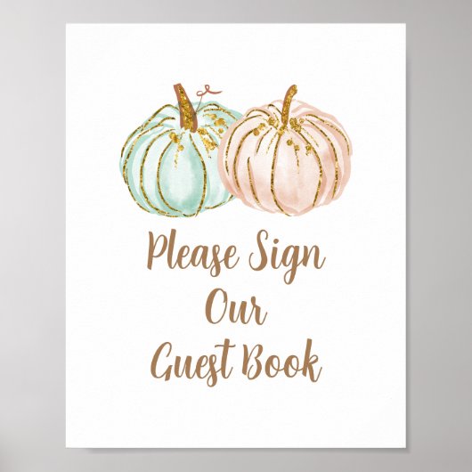 Mint en Peach Pumpkin Gelieve onze gast te onderte Poster (Voorkant)