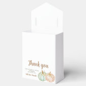 Mint en Peach Pumpkin Gender Reopenbaarmakingsfees Bedankdoosjes (Geopend)