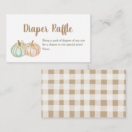 Mint en Peach Pumpkin Gold Diaper Raffle Kaart (Voorkant / Achterkant)