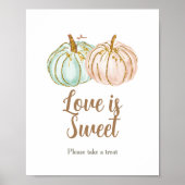 Mint en Peach Pumpkin Love is Sweet Sign Poster (Voorkant)
